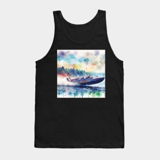 Artistic illustration of high speed boats on the waterfront Tank Top